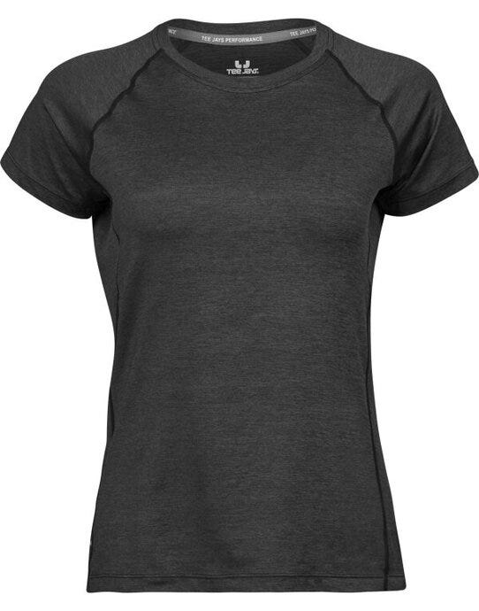 Tee Jays TJ7021 Ladies CoolDry Tee - Black Melange