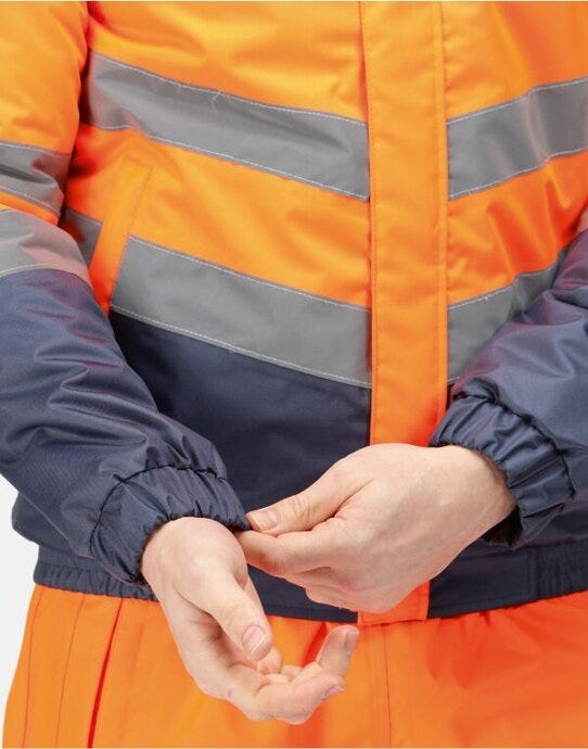 Regatta High Visibility TRA218 Regatta Hi Vis Pro Classic Bomber Jacket - Hi Vis Orange/Navy
