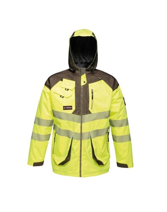 Regatta High Visibility TRA340 Regatta Hi Vis Parka Jacket - Yellow/Grey