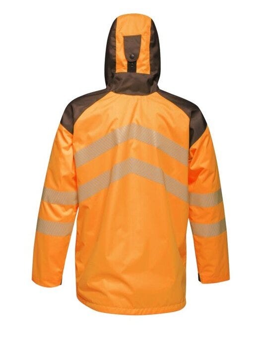 Regatta High Visibility TRA340 Regatta Hi Vis Parka Jacket - Orange/Grey