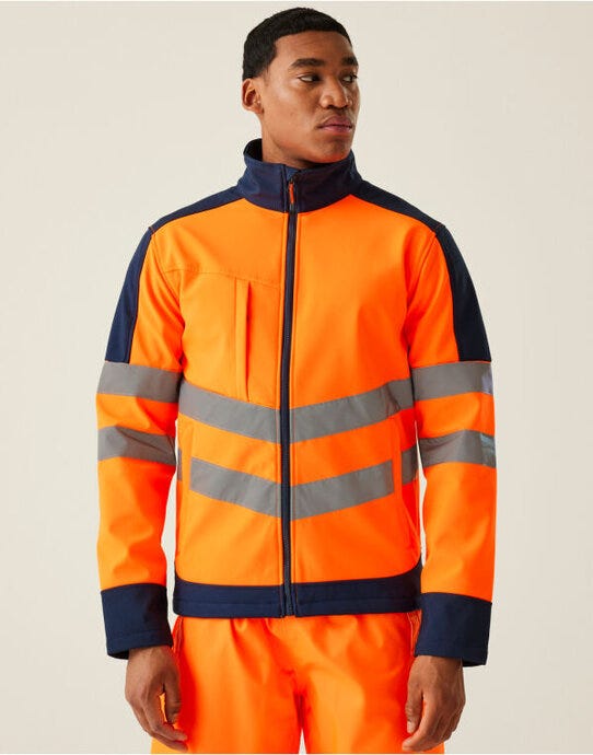Regatta High Visibility TRA625 Regatta Hi-Vis Pro 3 Layer Softshell - Orange/Navy