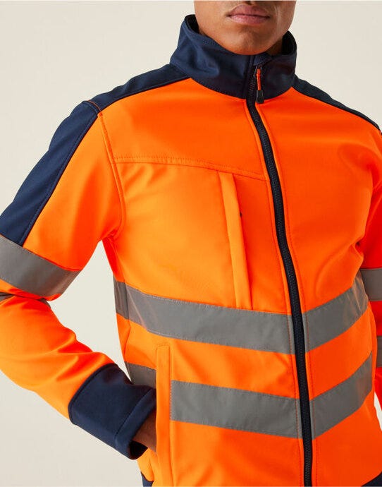 Regatta High Visibility TRA625 Regatta Hi-Vis Pro 3 Layer Softshell - Orange/Navy