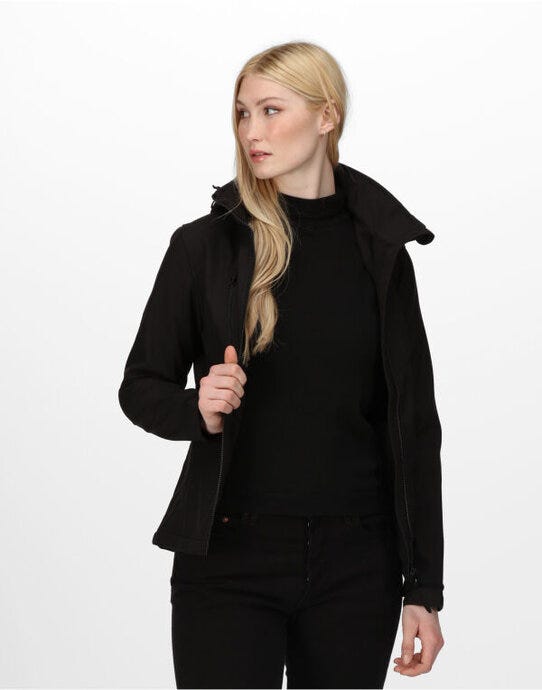 Regatta Professional TRA702 Regatta Womens Venturer Hooded Softshell - Black/Black