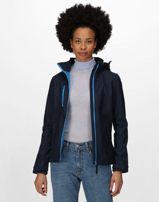 Regatta Professional TRA702 Regatta Womens Venturer Hooded Softshell - Navy/ French Blue