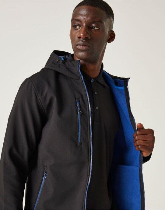 Regatta Professional TRA705 Regatta Navigate 2-Layer Hood Softshell - Black/New Royal