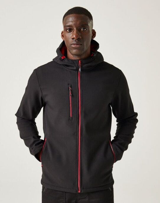 Regatta Professional TRA705 Regatta Navigate 2-Layer Hood Softshell - Black/Classic Red