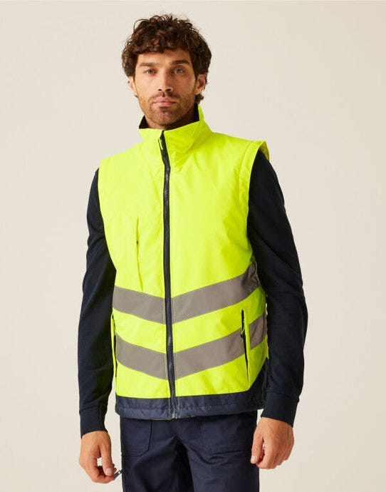 Regatta High Visibility TRA840 Regatta Hi-Vis Pro Insulated Bodywarmer - Yellow/Navy