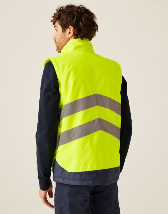 Regatta High Visibility TRA840 Regatta Hi-Vis Pro Insulated Bodywarmer - Yellow/Navy