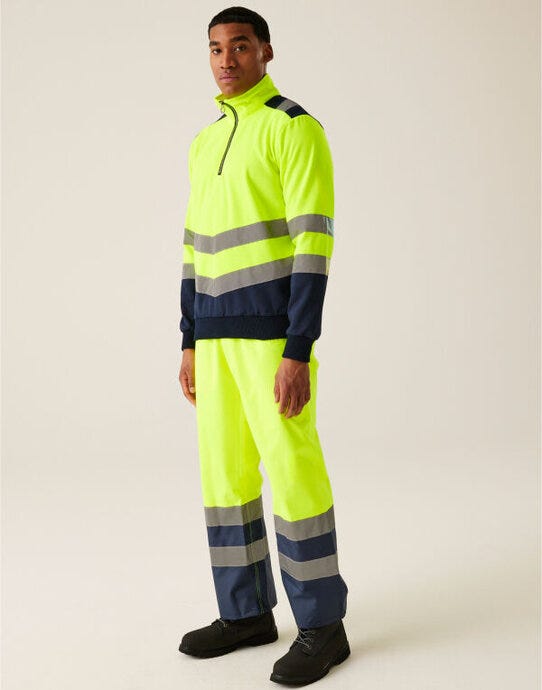 Regatta High Visibility TRF670 Regatta Hi Vis Pro 1/4 Zip Sweat Top - Hi-Vis Yellow/Navy