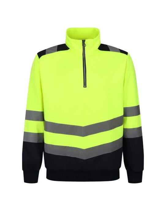 Regatta High Visibility TRF670 Regatta Hi Vis Pro 1/4 Zip Sweat Top - Hi-Vis Yellow/Navy