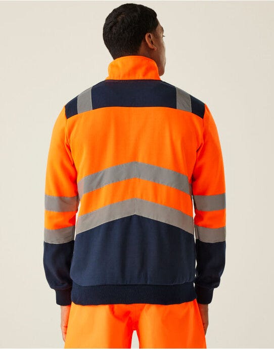 Regatta High Visibility TRF670 Regatta Hi Vis Pro 1/4 Zip Sweat Top - Hi Vis Orange/Navy