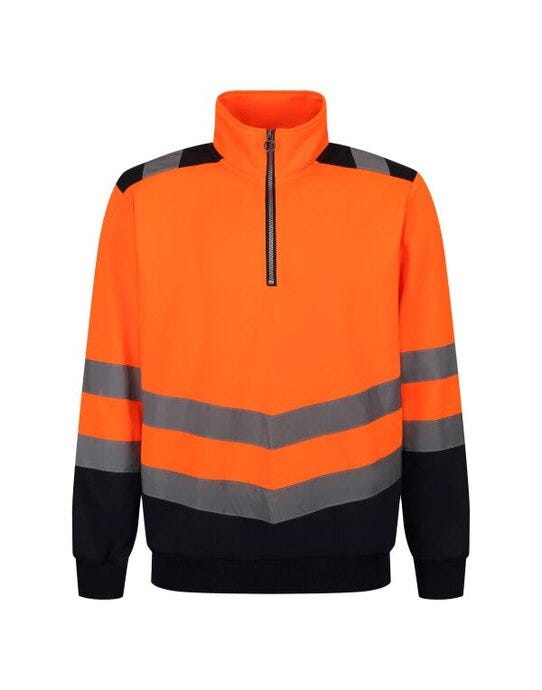 Regatta High Visibility TRF670 Regatta Hi Vis Pro 1/4 Zip Sweat Top - Hi Vis Orange/Navy