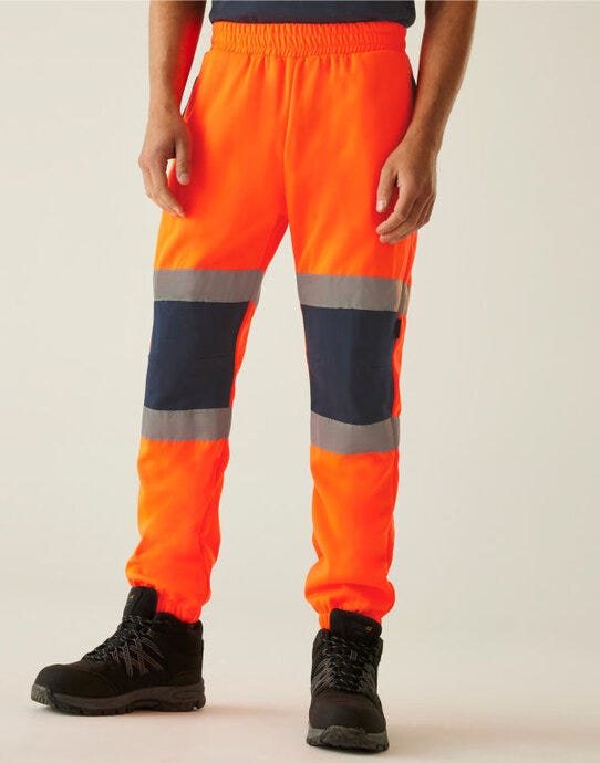Regatta High Visibility TRJ503 Regatta Hi Vis Pro Two Tone Joggers - Hi Vis Orange/Navy