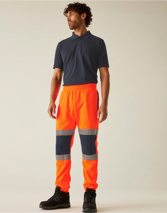 Regatta High Visibility TRJ503 Regatta Hi Vis Pro Two Tone Joggers - Hi Vis Orange/Navy