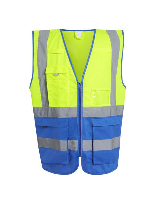 Regatta High Visibility TRS251 Regatta Pro Hi Vis Executive Vest - Hi Vis Yellow/Royal Blue