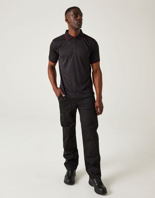Regatta Professional TRS264 Regatta Navigate Short Sleeve Polo - Black/Classic Red