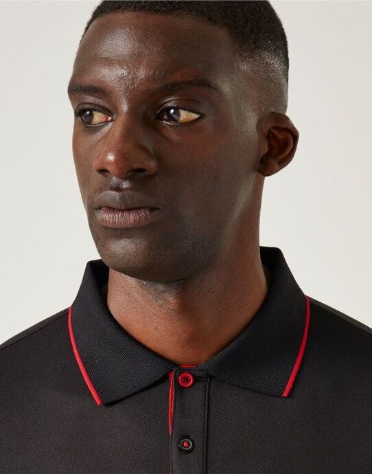 Regatta Professional TRS264 Regatta Navigate Short Sleeve Polo - Black/Classic Red