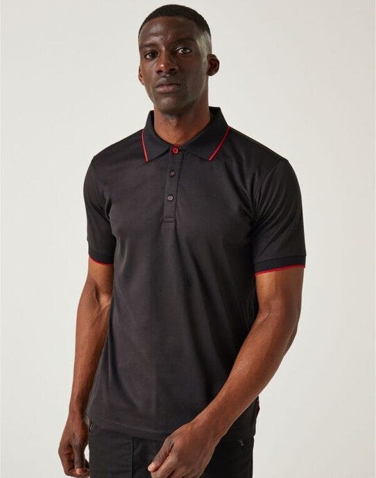 Regatta Professional TRS264 Regatta Navigate Short Sleeve Polo - Black/Classic Red