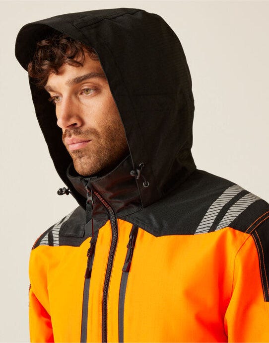 Regatta High Visibility TRW550 Regatta Hi-Vis X-Pro Wproof Shell Jacket - Black/Hi-Vis Orange