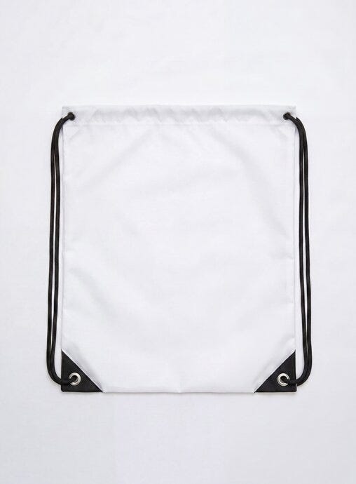 United Bags UB4010 UB Crest Drawstring Gymsac - White
