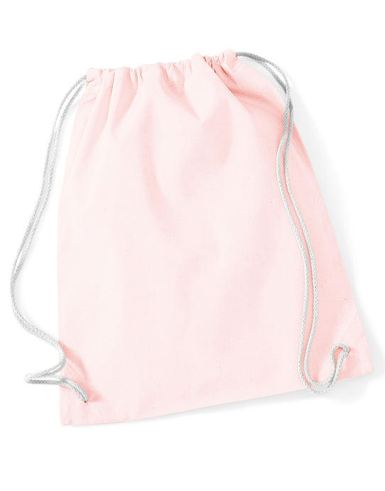 Westford Mill W110 Cotton Gymsac - Pastel Pink/White