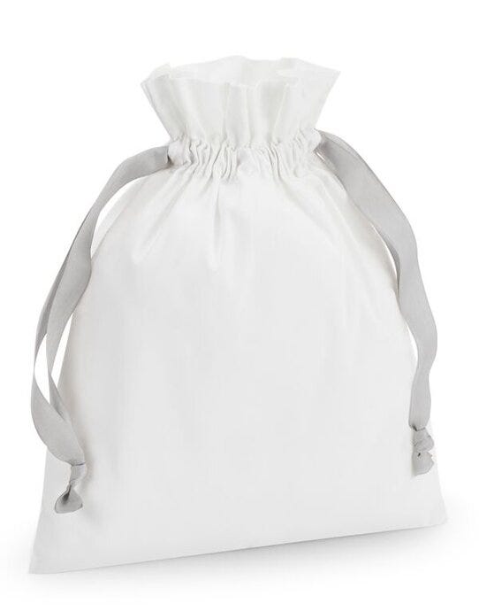 Westford Mill W121 Cotton Bag W Ribbon Cord - Soft White/ Light Grey