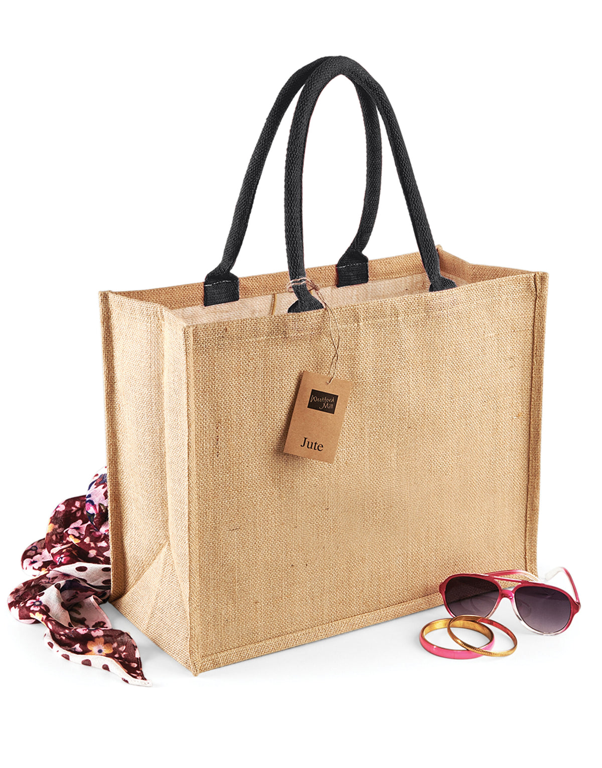 Westford Mill W407 Jute Classic Shopper - Natural/Black