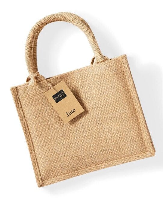 Westford Mill W412 Jute Mini Gift Bag - Natural