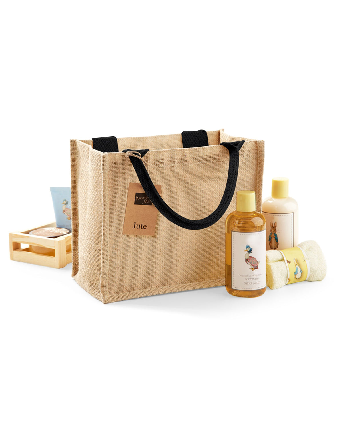 Westford Mill W412 Jute Mini Gift Bag - Natural/Black