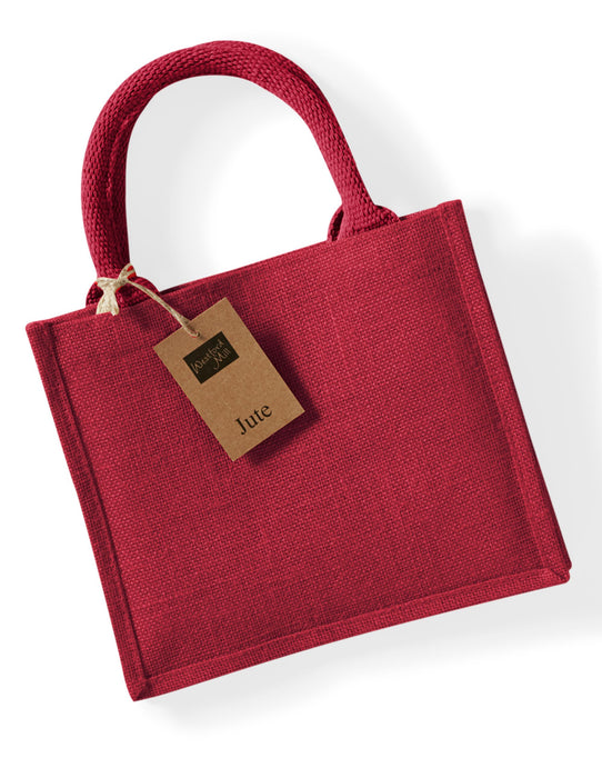 Westford Mill W412 Jute Mini Gift Bag - Red/red