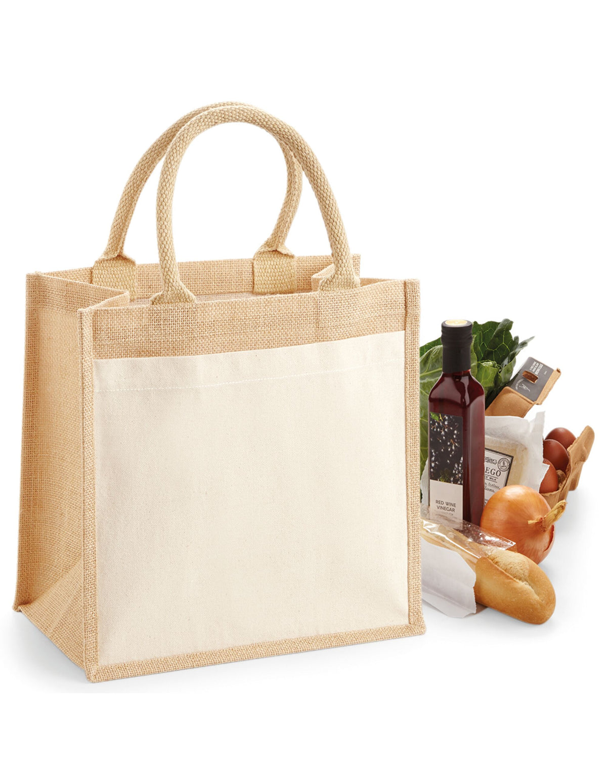 Westford Mill W426 Pocket Jute Midi Tote - Natural