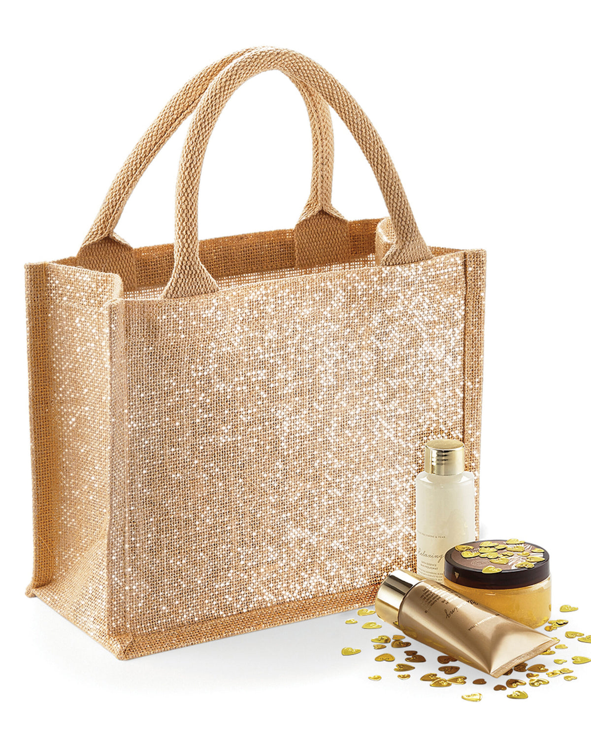 Westford Mill W431 Shimmer Jute Mini Gift Bag - Natural Gold