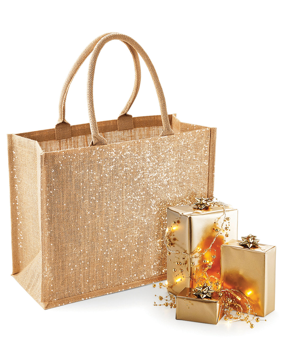 Westford Mill W437 Shimmer Jute Shopper - Natural Gold