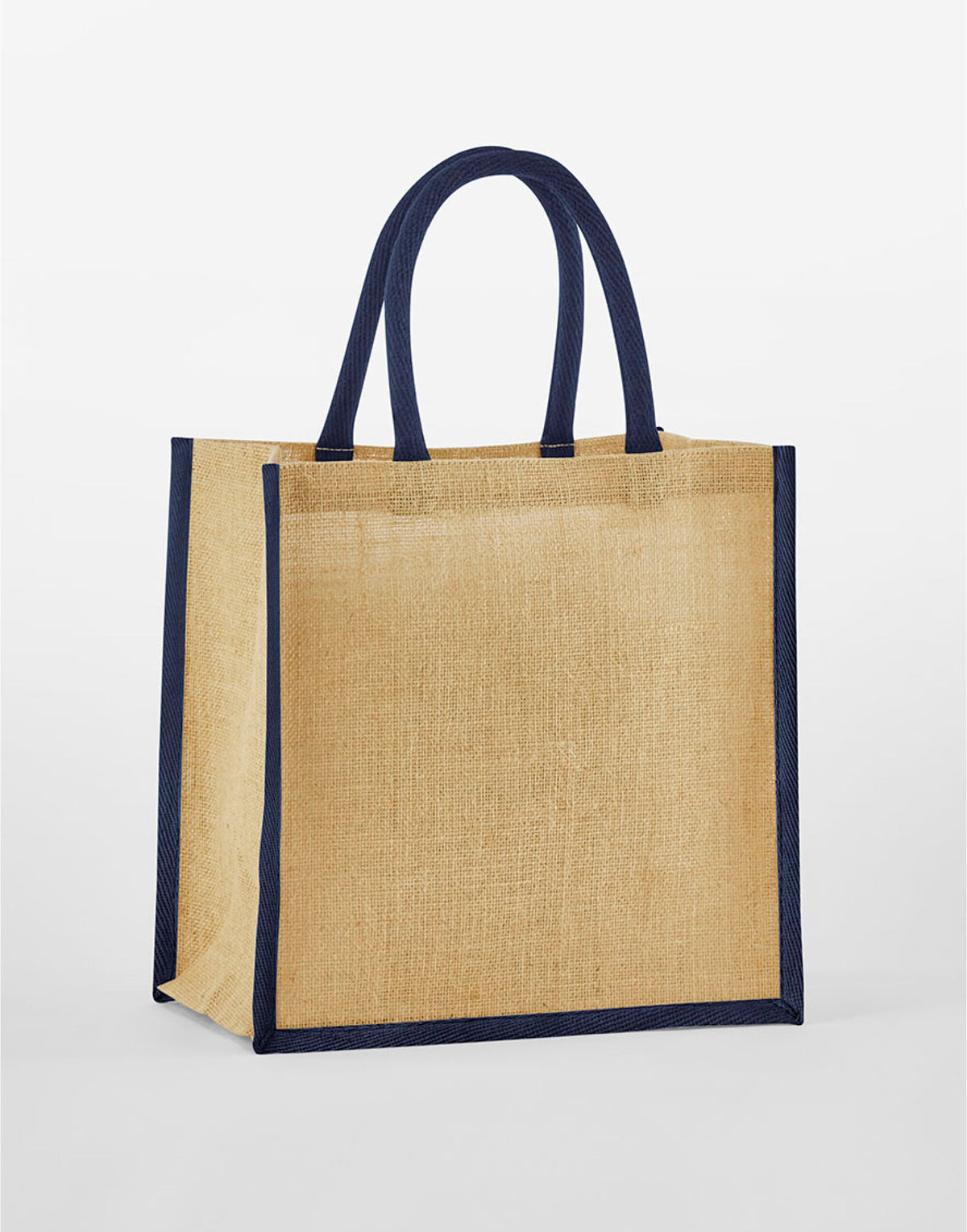 Westford Mill W477 Starch Jute Mini Gift Bag - Natural/Navy