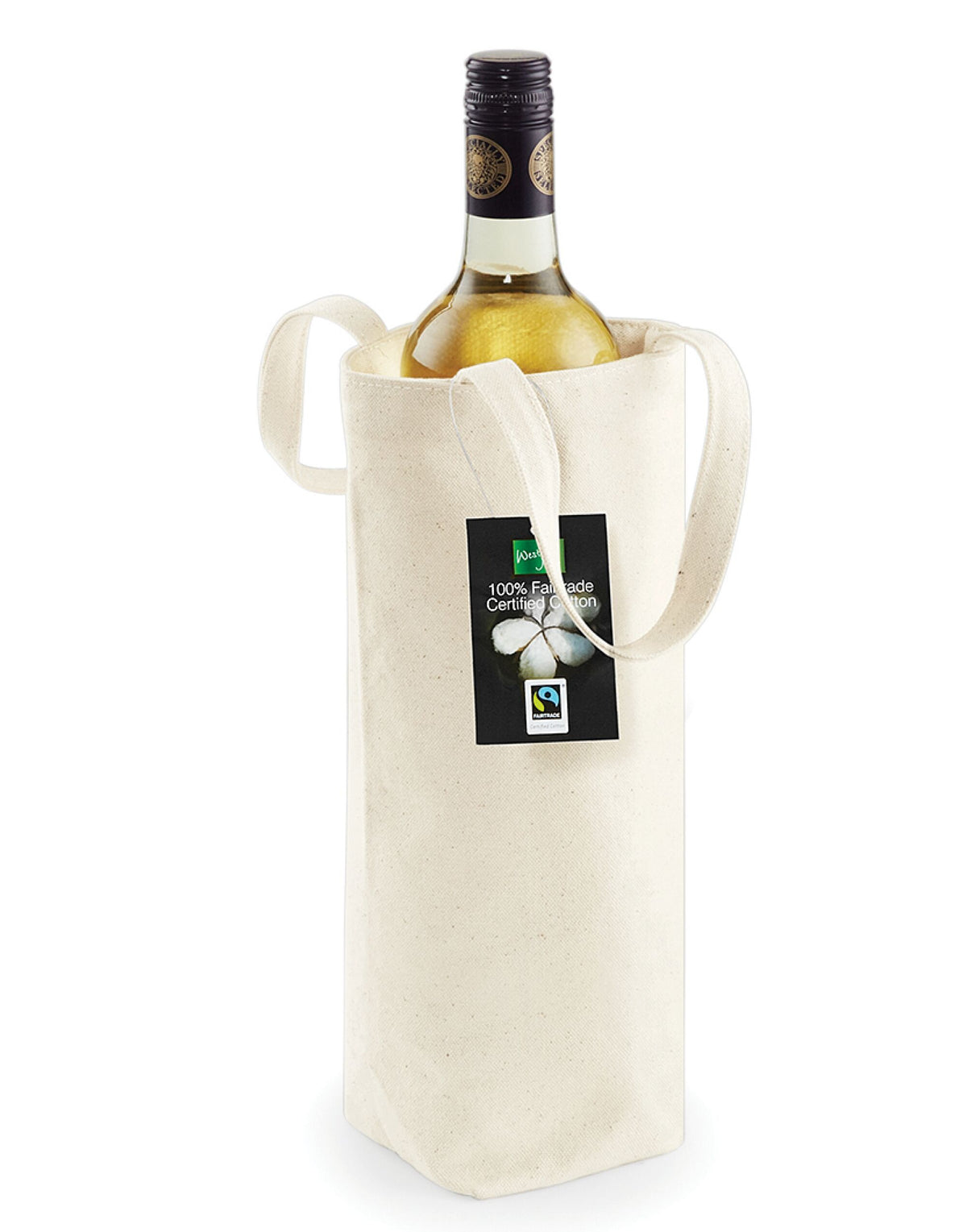 Westford Mill W620 FairtradeCotton Bottle Bag - Natural