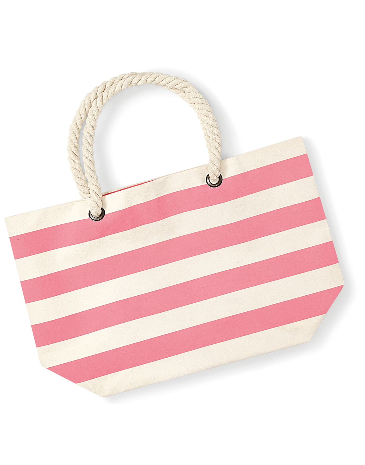 Westford Mill W680 Nautical Beach Bag - Natural/ Pink