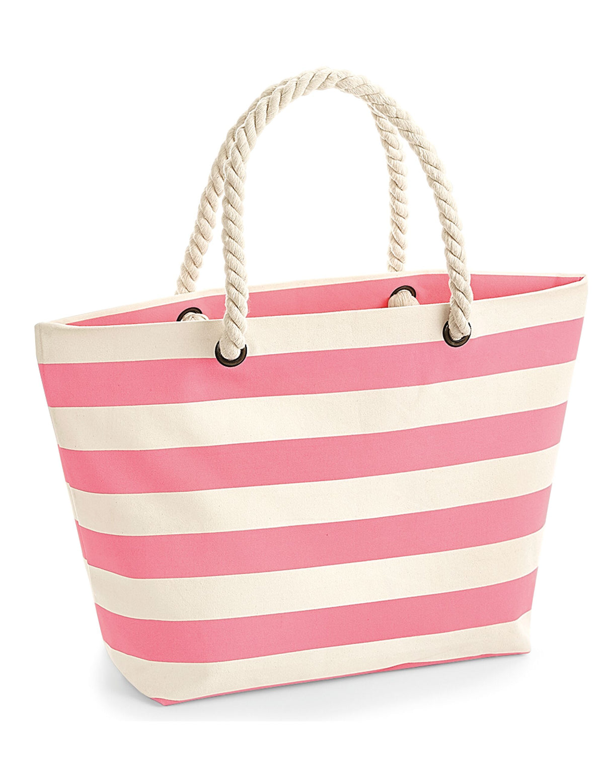 Westford Mill W680 Nautical Beach Bag - Natural/ Pink
