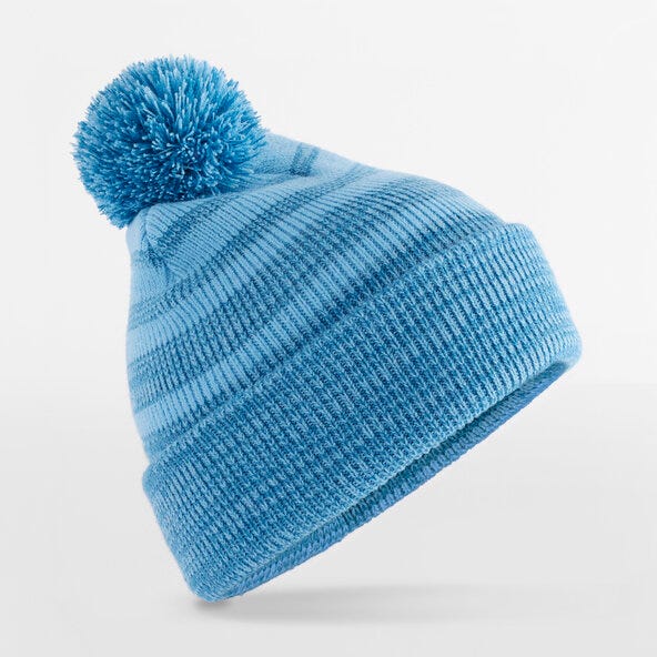 Beechfield B476 Team Stripe Beanie - Sky Blue