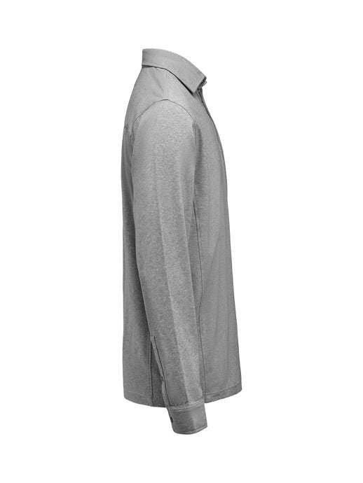 James Harvest HAR2115007 American Supreme L/S Polo - Grey Melange