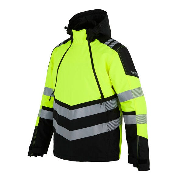 Regatta High Visibility TRW613 Regatta Hi-Vis X-Pro Waterproof Overhead - Black/Hi-Vis Yellow