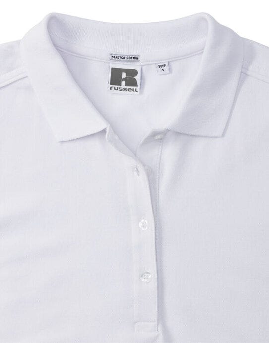 Russell Athletic 566F Russell Ladies Fitted Stretch Polo - White