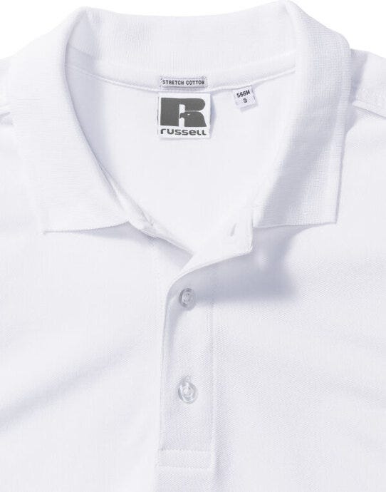 Russell Athletic 566M Russell Mens Fitted Stretch Polo - White