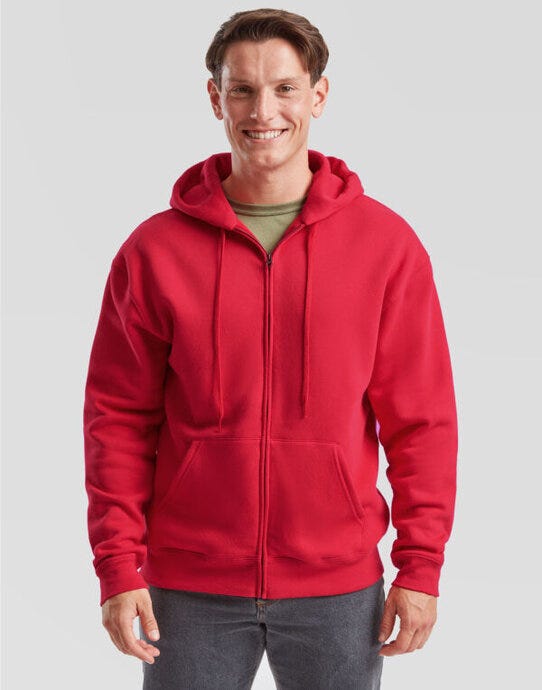 Fruit Of The Loom 62034 FOTL Mens Premium Hooded Sweat Jkt - Red