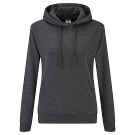 Fruit Of The Loom 62038 FOTL Ladies Classic Hooded Sweat - Dark Heather