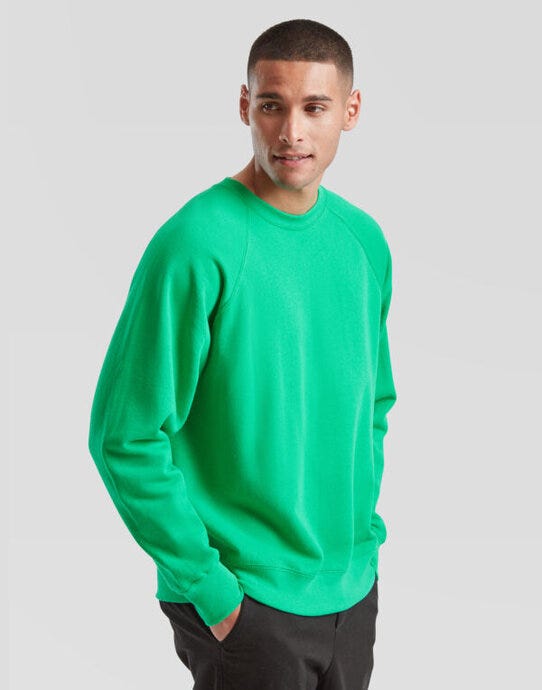 Fruit Of The Loom 62216 FOTL Mens Classic Raglan Sweat - Kelly Green