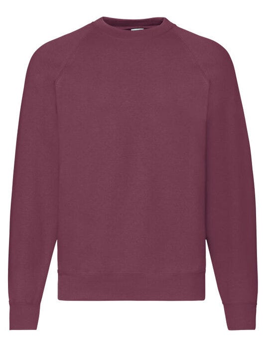 Fruit Of The Loom 62216 FOTL Mens Classic Raglan Sweat - Burgundy