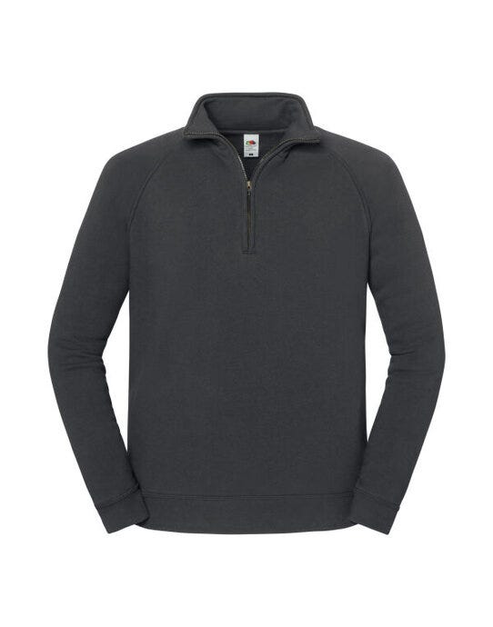 Fruit Of The Loom 62288 FOTL Iconic Premium Zip Neck Sweat - Light Graphite