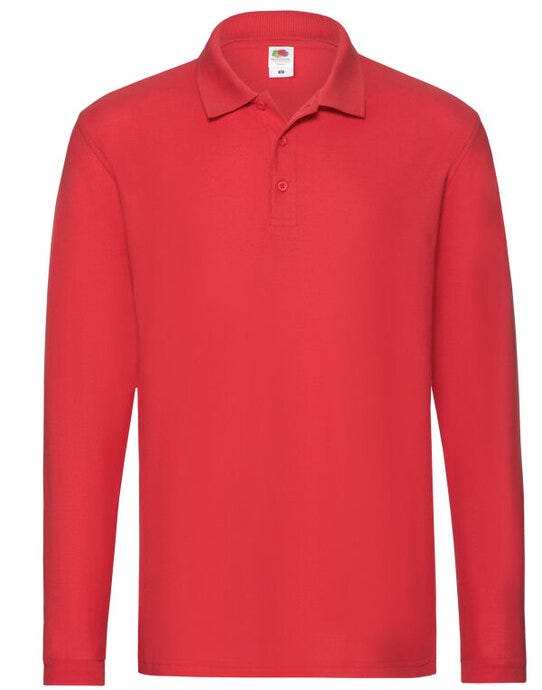 Fruit Of The Loom 63310 FOTL Mens Premium Long Sleeve Polo - Red
