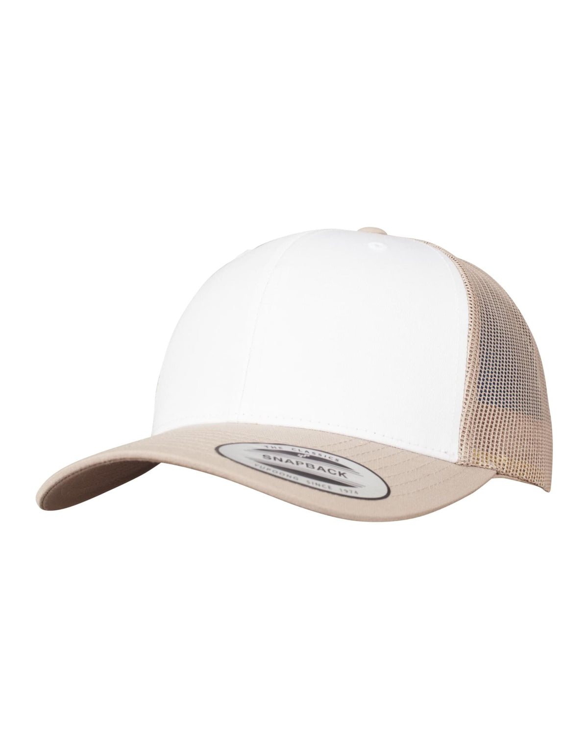 Flexfit 6606CF Retro Trucker Colored Front - Khaki/White/Khaki
