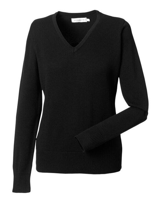 Russell Athletic Collection 710F Russell Collection Ladies VNeck Pullover - Black